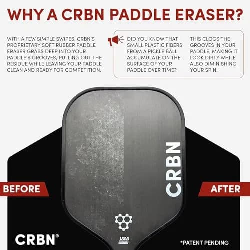 CRBN Pickleball Paddle Eraser (Black, 2-Pack) | Cleans Carbon Fiber Paddles thumbnail 2