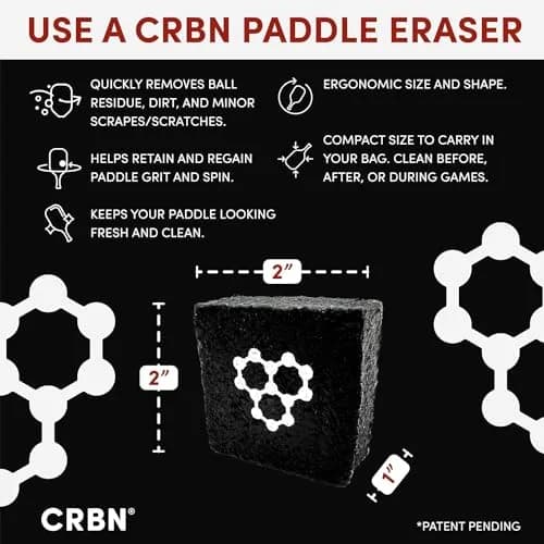 CRBN Pickleball Paddle Eraser (Black, 2-Pack) | Cleans Carbon Fiber Paddles thumbnail 3