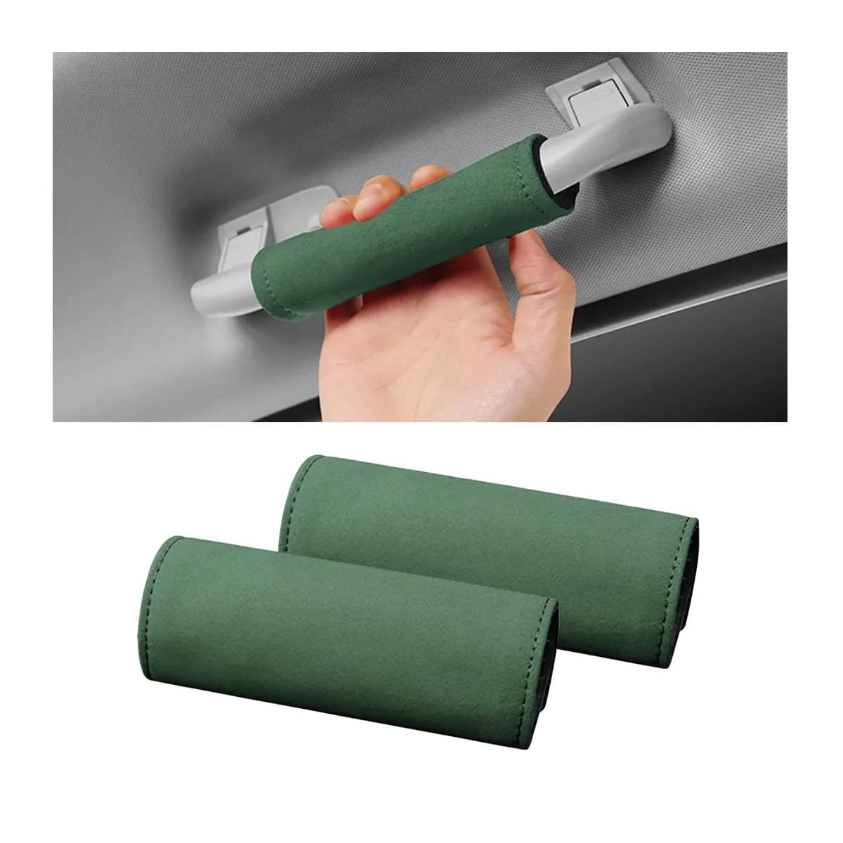 BESULEN Green 2PCS Car Inside Door Handle Protector | Durable Leather Anti-Scratch Cover for Auto Inner Front Rear Door Pull Handle - main product image