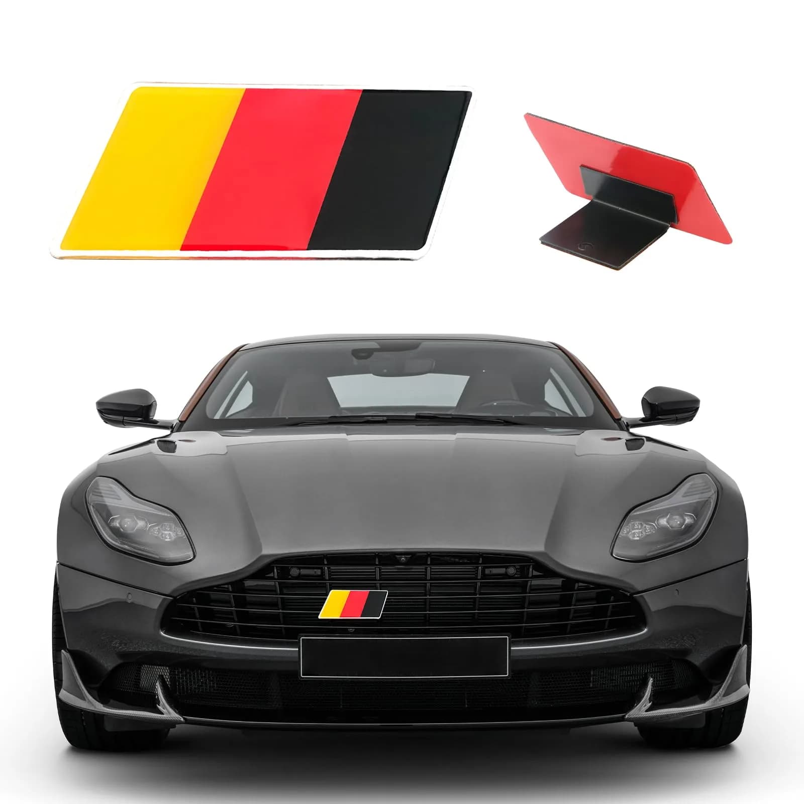 Ziciner 3D Germany Flag Emblem Badge 2.36×1.25 inches | Aluminum Alloy Car Front Grill Decoration - main product image