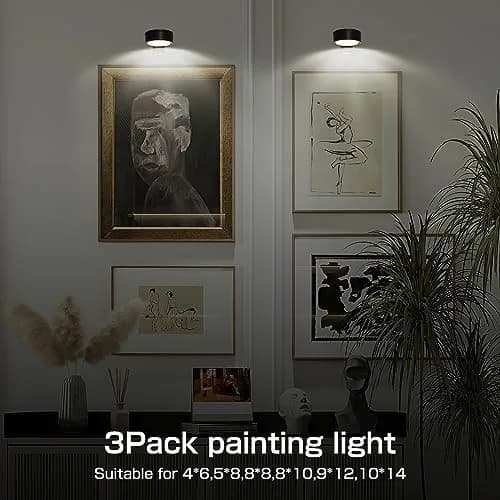 Xuolder Black Battery Operated Picture Light 2-Pack | Dimmable LED Puck Lights with Remote & Timer thumbnail 4