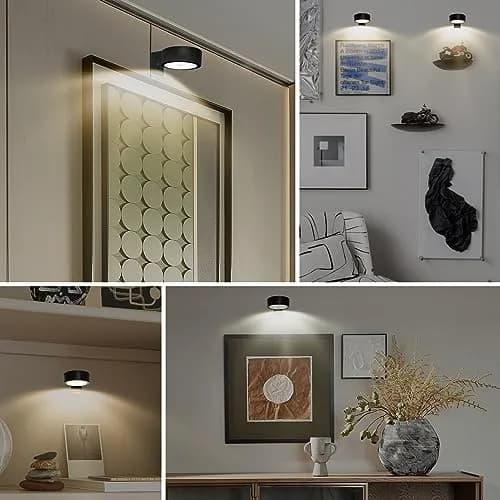 Xuolder Black Battery Operated Picture Light 2-Pack | Dimmable LED Puck Lights with Remote & Timer thumbnail 6