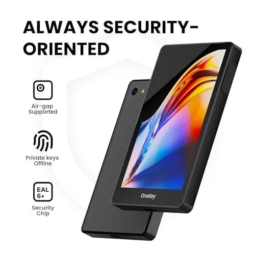 OneKey Pro Crypto Cold Wallet – Air-gapped, Offline Keys, 4× EAL6+ Secure Elements, 3.5" Touchscreen, Fingerprint Unlock, Bluetooth/USB-C, Supports 10,000+ Coins & NFTs (Black) thumbnail 3
