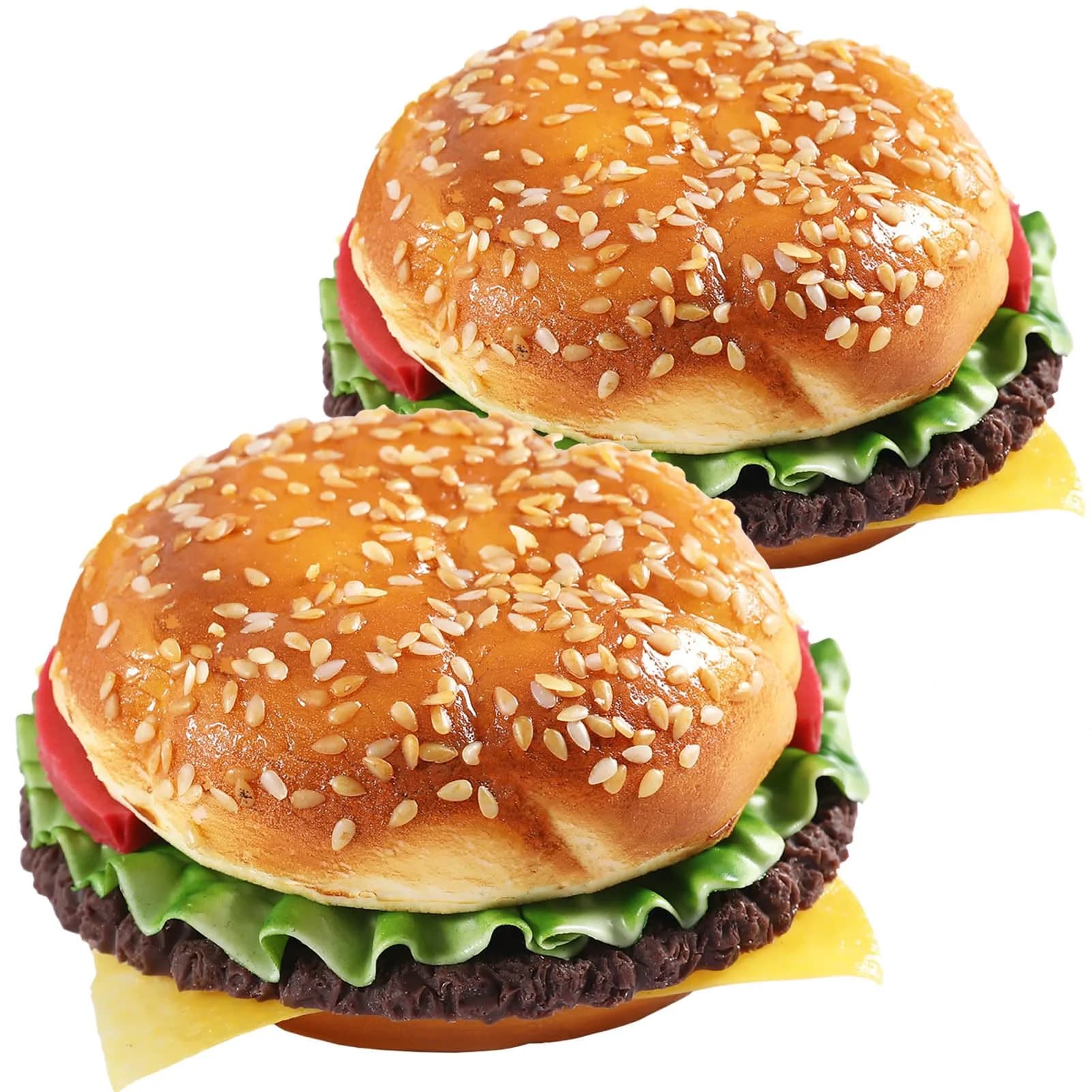 Joeabor Artificial Hamburger Round 2 Pack | Realistic Fake Food for Display & Decoration — 2 Round Hamburgers