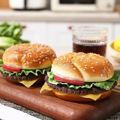 Joeabor Artificial Hamburger Round 2 Pack | Realistic Fake Food for Display & Decoration thumbnail 8
