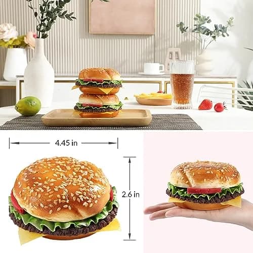Joeabor Artificial Hamburger Round 2 Pack | Realistic Fake Food for Display & Decoration thumbnail 3