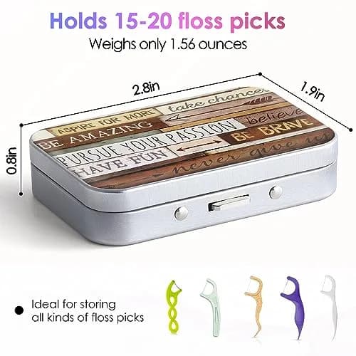 Gerkia Dental Floss Case Inspirational Quotes Pattern with Mirror | 7.1cm x 4.8cm x 2cm (2.8" x 1.9" x 0.8") thumbnail 2