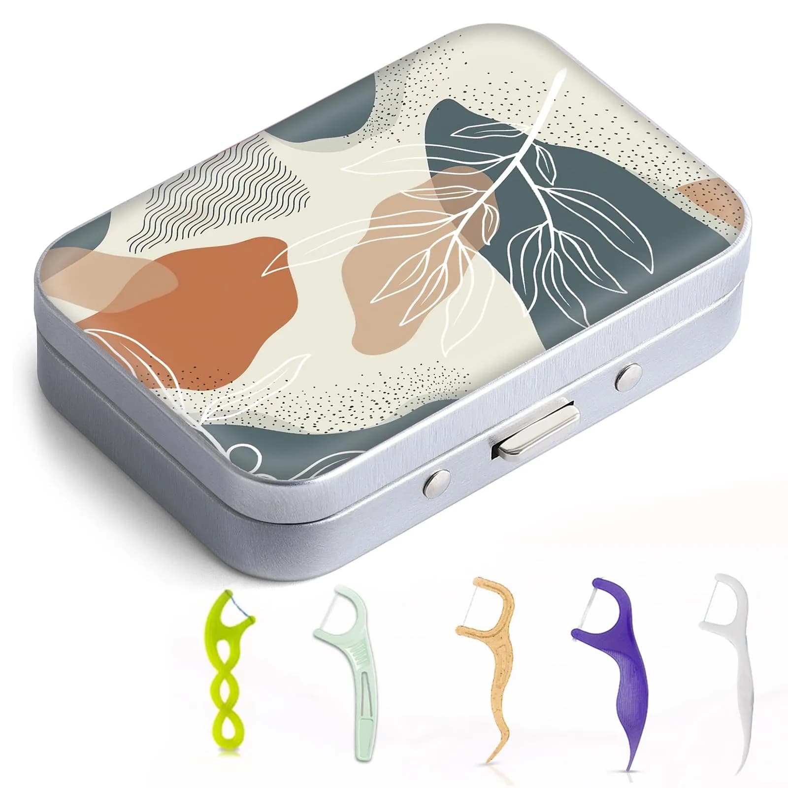 Gerkia Portable Dental Floss Case, Bohemian Leaf | Compact, Durable & Travel-Friendly