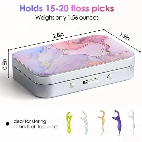 Gerkia Pink Marble Dental Floss Case with Mirror | Portable Travel Essentials thumbnail 2