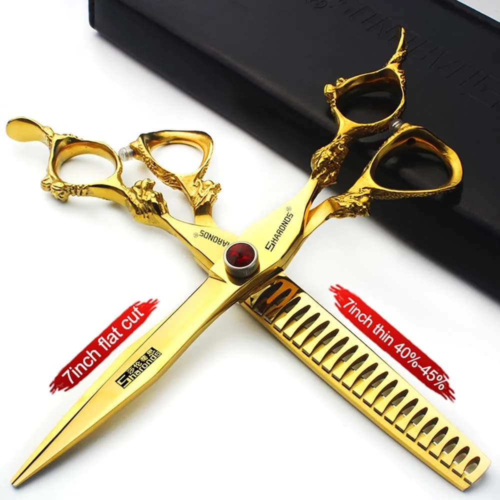 SHARONDS Professional Dragon Hair Cutting Shears - 7 Inch, 2 Piece Set (E) - view 2