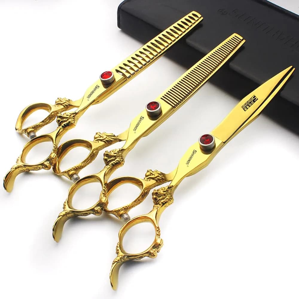 SHARONDS 7 Inch Dragon Hair Cutting Shears - 3 Piece Set (Blue) - main product image