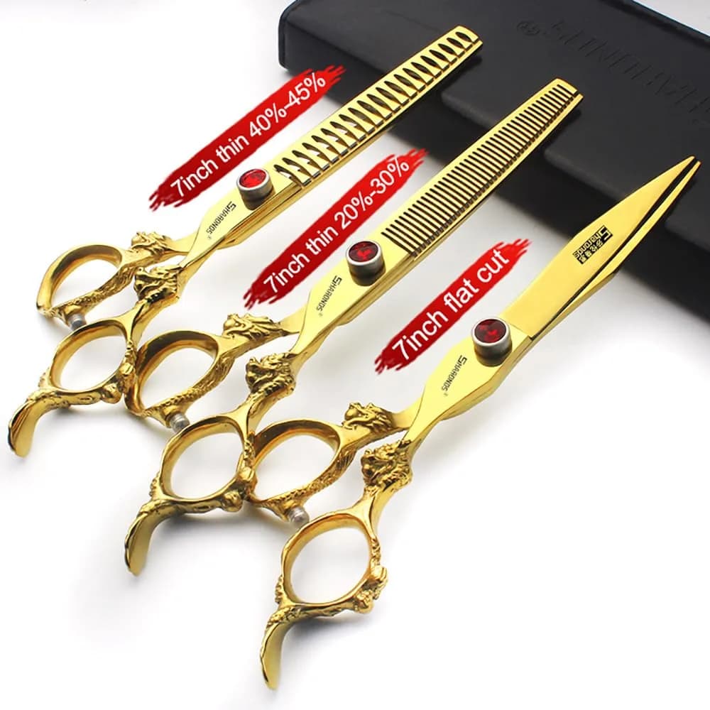 SHARONDS 7 Inch Dragon Hair Cutting Shears - 3 Piece Set (Blue) - view 2