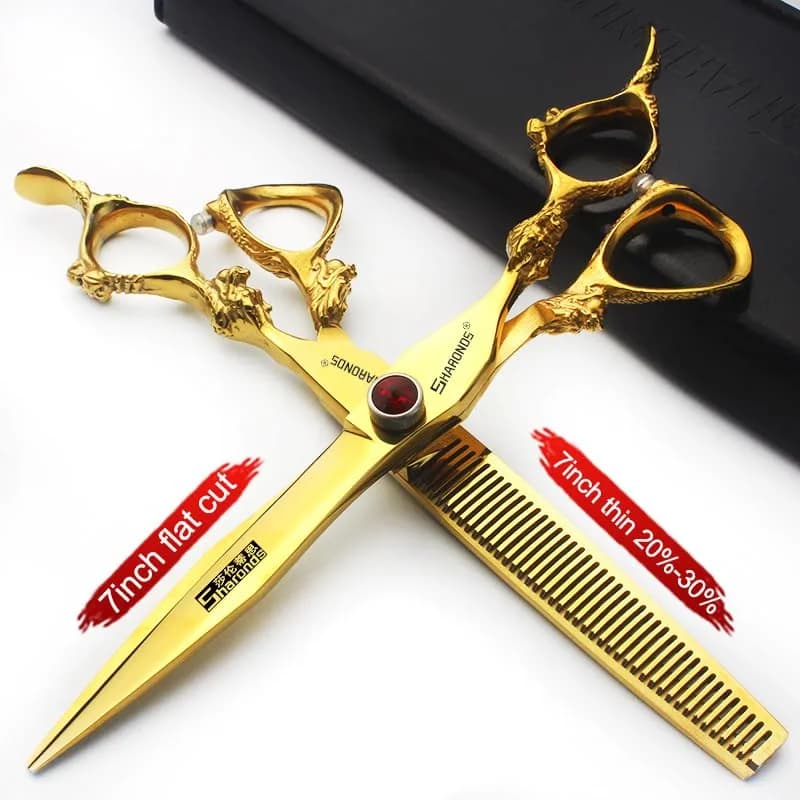 SHARONDS 7 Inch Dragon Hair Cutting Shears - 3 Piece Set (Blue) - view 3