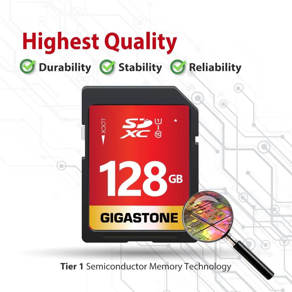 Gigastone 128GB SD Card 10-Pack UHS-I U1 Class 10 SDXC Memory Card 128 GB (10-Pack) | Full HD Video Recording - view 7
