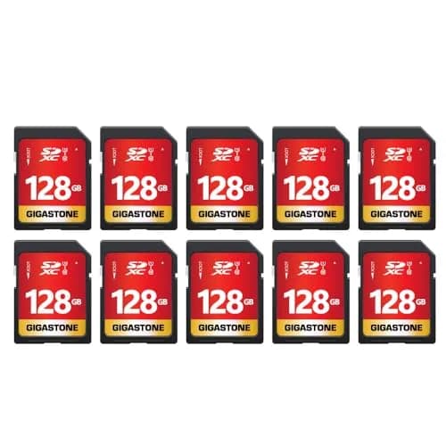 Gigastone 128GB SD Card 10-Pack UHS-I U1 Class 10 SDXC Memory Card 128 GB (10-Pack) | Full HD Video Recording thumbnail 1