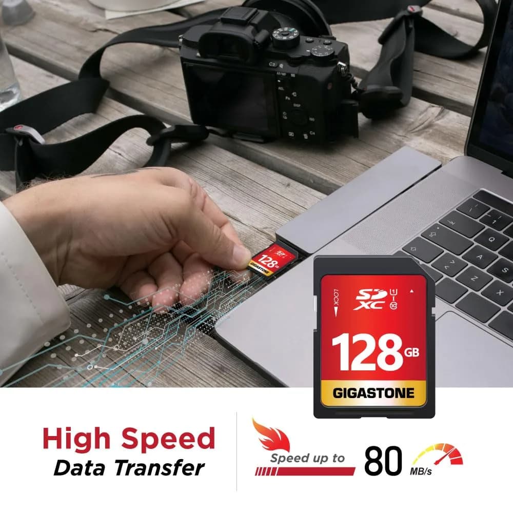 Gigastone 128GB SD Card 10-Pack UHS-I U1 Class 10 SDXC Memory Card 128 GB (10-Pack) | Full HD Video Recording - view 3