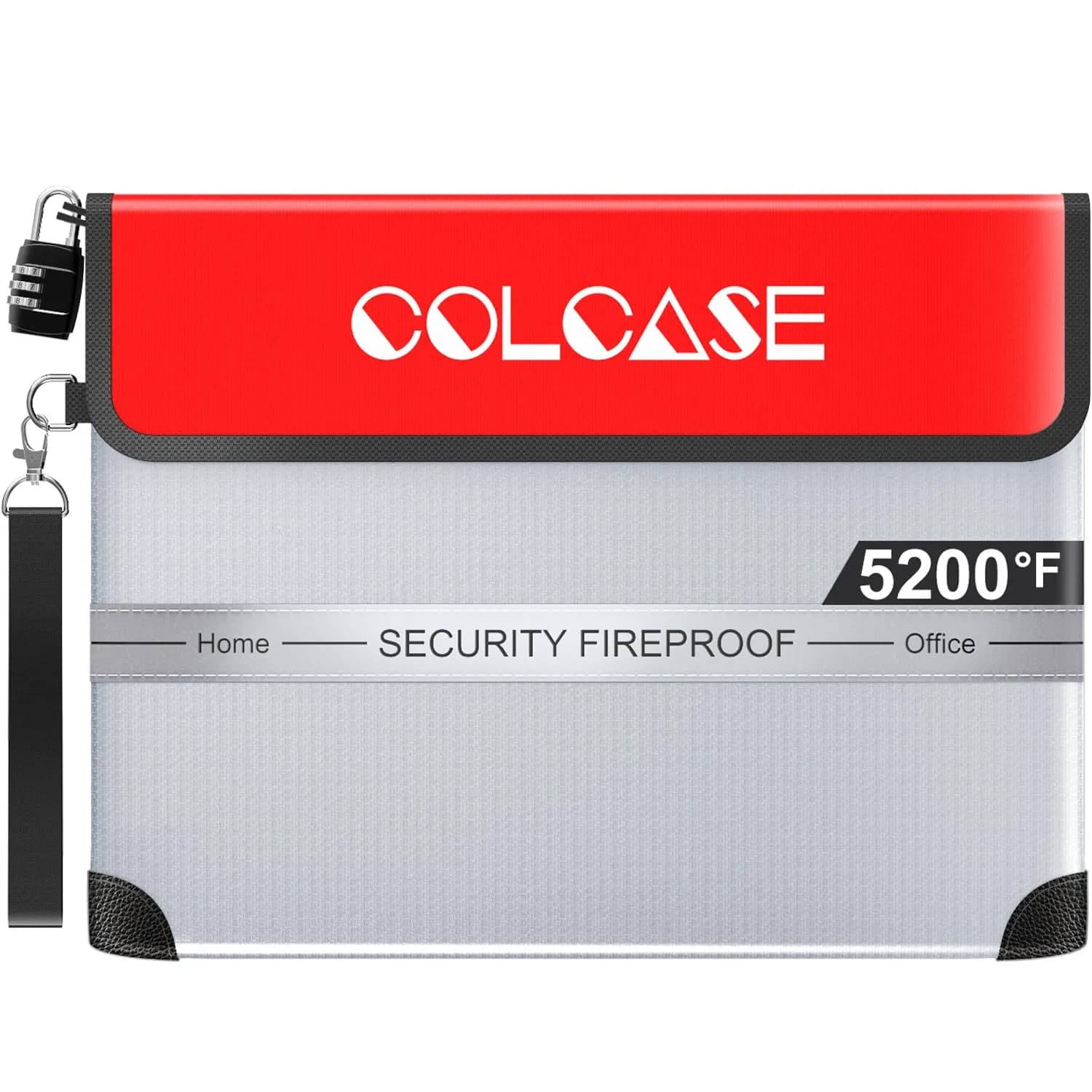 COLCASE Fireproof Document Bag 15 x 11 inches Silver | 5200℉ Heat Insulated Waterproof with Lock — 5200℉ Bag Silver