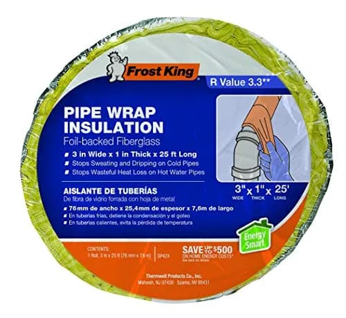 Frost King Foil Backed Fiberglass Pipe Wrap 3"x1"x25' (Pack of 2) | 1-Inch Thick Vapor Barrier for Hot & Cold Pipes thumbnail 2