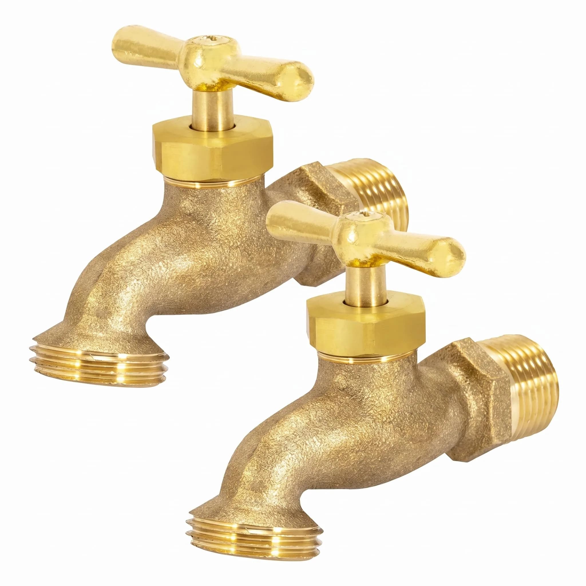 Eastman Irrigation Hose Bibb 1/2 Inch MIP x 1/2 Inch MHT Brass Garden Valve Pack of 2 | Heavy-Duty Outdoor Spigot