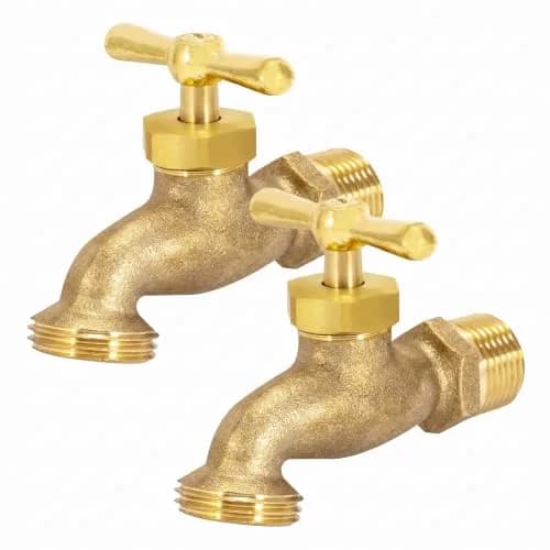 Eastman Irrigation Hose Bibb 1/2 Inch MIP x 1/2 Inch MHT Brass Garden Valve Pack of 2 | Heavy-Duty Outdoor Spigot thumbnail 1