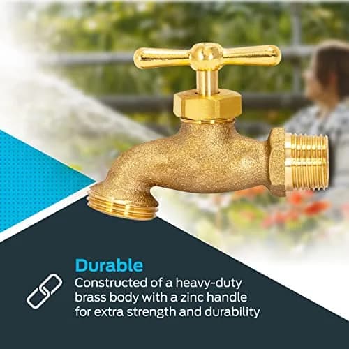 Eastman Irrigation Hose Bibb 1/2 Inch MIP x 1/2 Inch MHT Brass Garden Valve Pack of 2 | Heavy-Duty Outdoor Spigot thumbnail 3