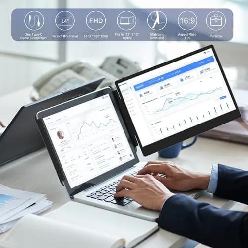 KEFEYA 14" FHD IPS Laptop Monitor Extender | Portable Dual Screen for Windows/Mac/Android thumbnail 7