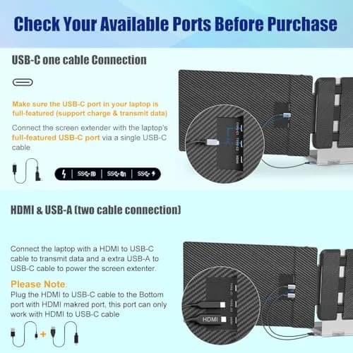 KEFEYA 14" FHD IPS Laptop Monitor Extender | Portable Dual Screen for Windows/Mac/Android thumbnail 3