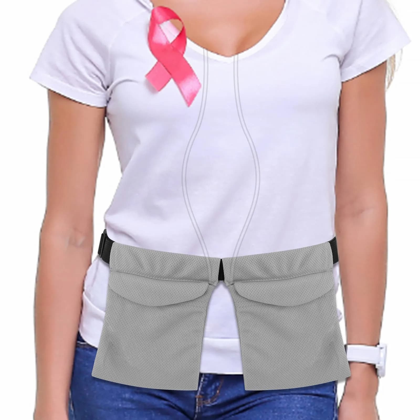 Thinp Mastectomy Drain Holder Shower Bag Grey 2-Pack | Post Surgery Recovery Supplies - view 6
