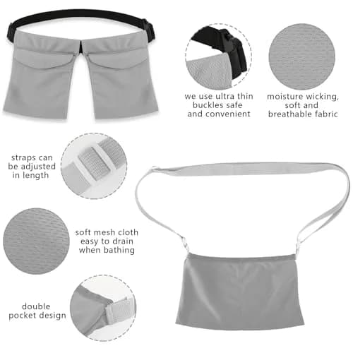 Thinp Mastectomy Drain Holder Shower Bag Grey 2-Pack | Post Surgery Recovery Supplies thumbnail 3