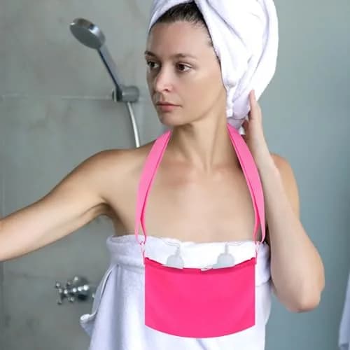 Thinp Mastectomy Drain Holder Shower Bag with Waist Belt & Neck Strap, Adjustable Recovery Supplies (2-Pack, Rose Red) thumbnail 4