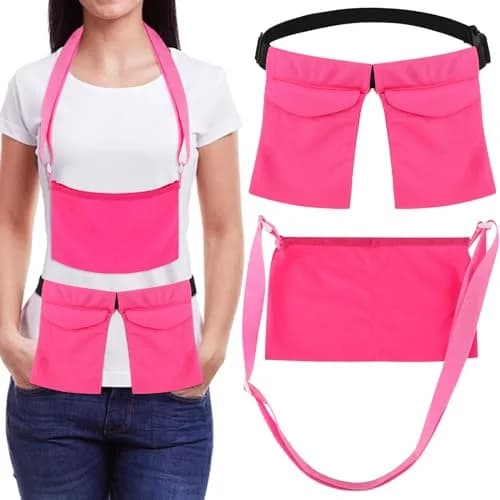 Thinp Mastectomy Drain Holder Shower Bag with Waist Belt & Neck Strap, Adjustable Recovery Supplies (2-Pack, Rose Red) thumbnail 1