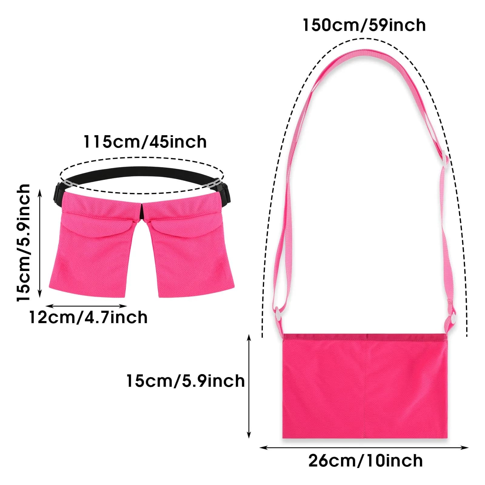 Thinp Mastectomy Drain Holder Shower Bag with Waist Belt & Neck Strap, Adjustable Recovery Supplies (2-Pack, Rose Red) - view 2