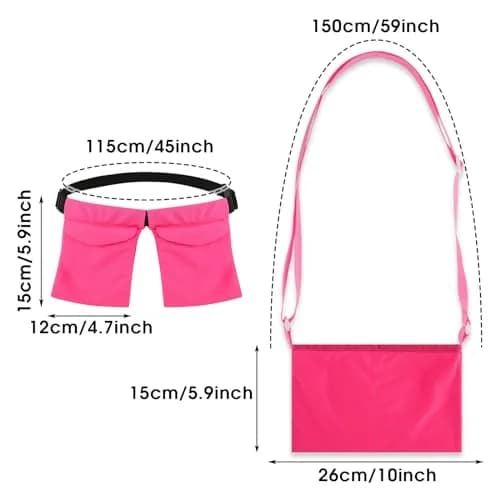 Thinp Mastectomy Drain Holder Shower Bag with Waist Belt & Neck Strap, Adjustable Recovery Supplies (2-Pack, Rose Red) thumbnail 2