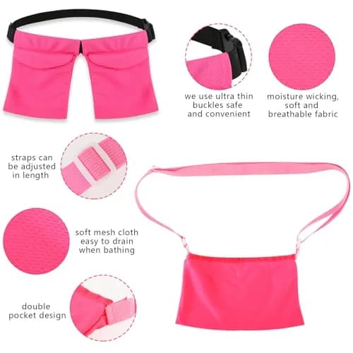 Thinp Mastectomy Drain Holder Shower Bag with Waist Belt & Neck Strap, Adjustable Recovery Supplies (2-Pack, Rose Red) thumbnail 3