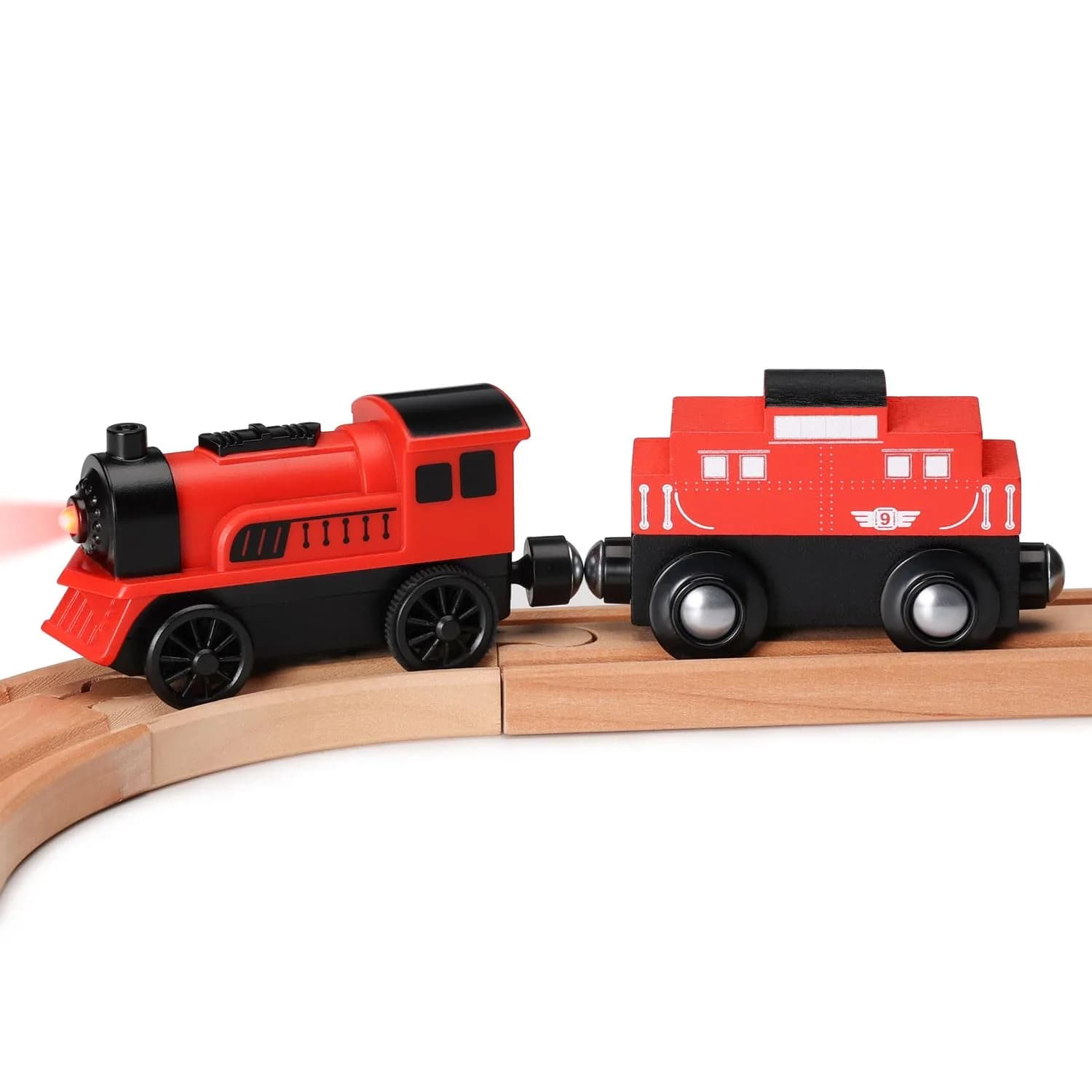 SainSmart Jr. Motorized Train Set 2-Pack | Battery Operated Magnetic Connection for Toddlers Aged 3+ — Motorized Train