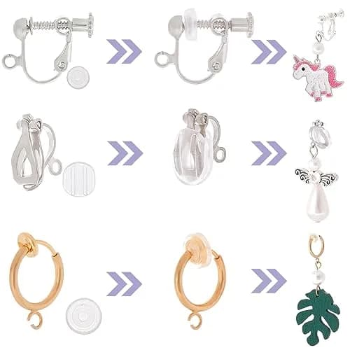 SUNNYCLUE Jewelry Finding Hypoallergenic Clip-On Earring Converters 48 pcs | Non-Pierced Earrings Components thumbnail 3