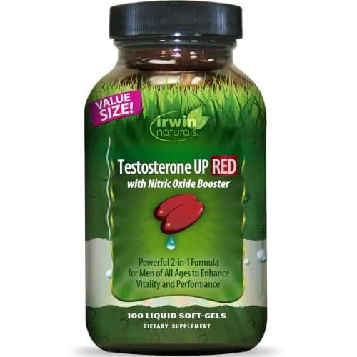 Irwin Naturals Testosterone UP RED with Nitric Oxide Booster | 100 Softgels for Male Vitality & Circulation Support thumbnail 1