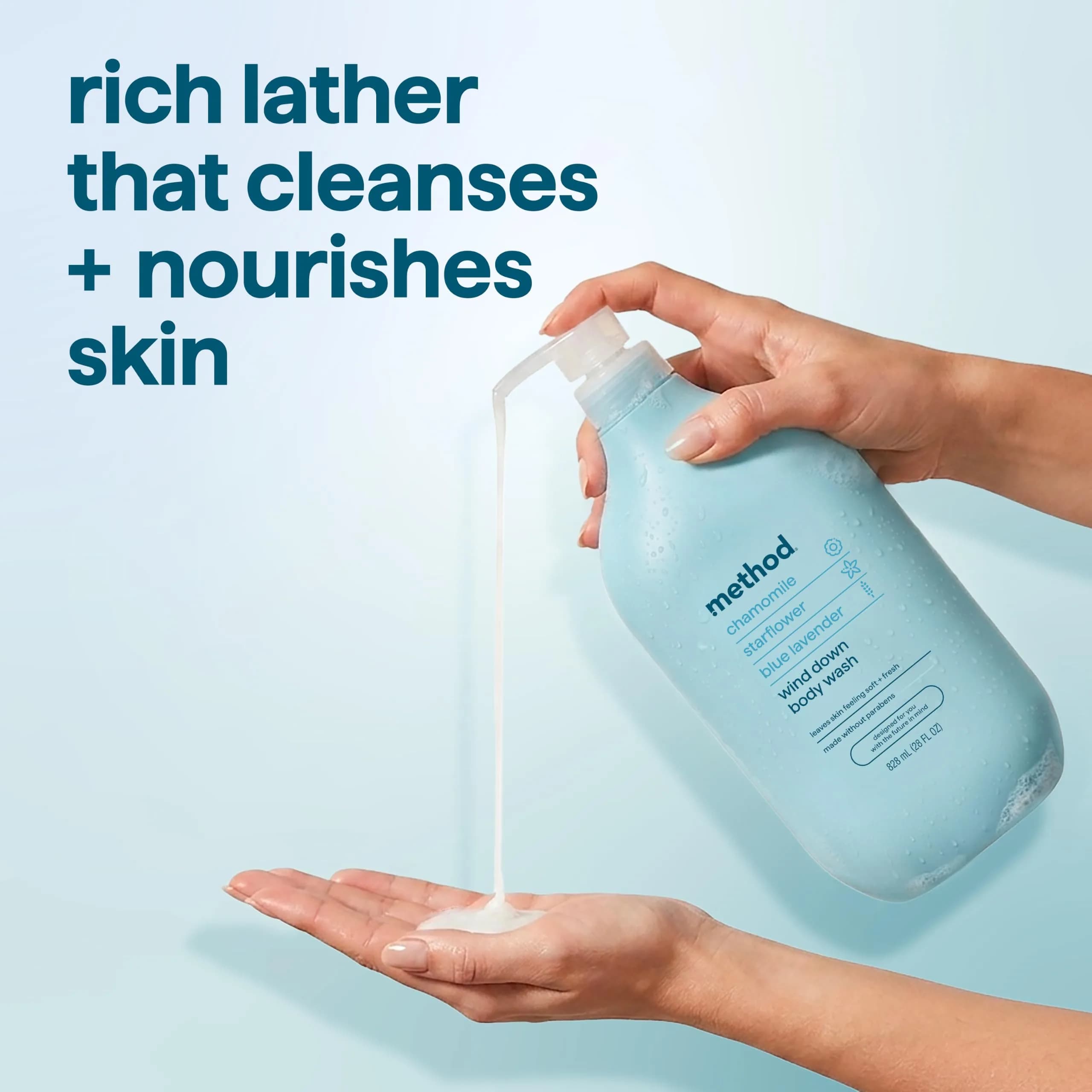 method Wind Down Body Wash 828 ml (28 fl oz) | Calming Chamomile, Starflower & Blue Lavender Scent - view 5