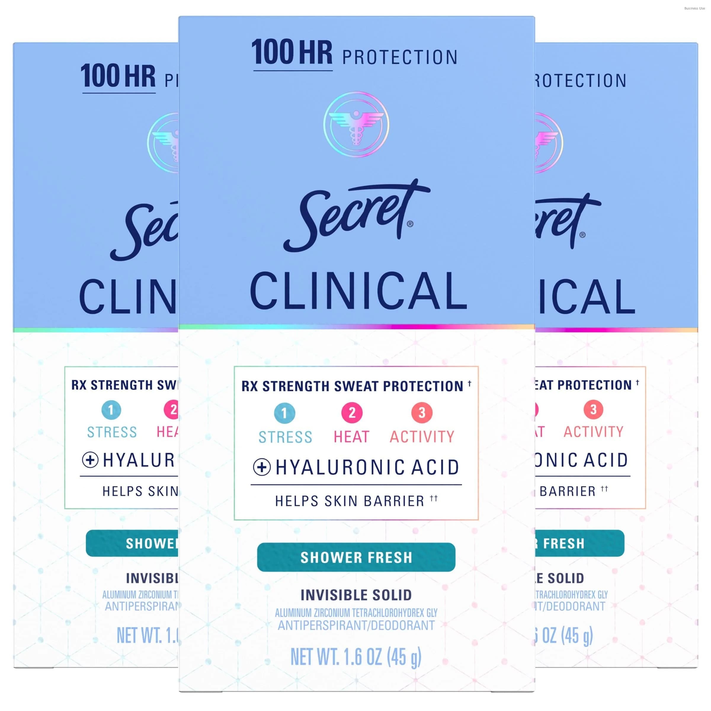Secret Clinical Strength Antiperspirant Deodorant for Women, Invisible Solid, Shower Fresh Scent, 1.6 oz (Pack of 3) | 100HR Sweat & Odor Protection - main product image