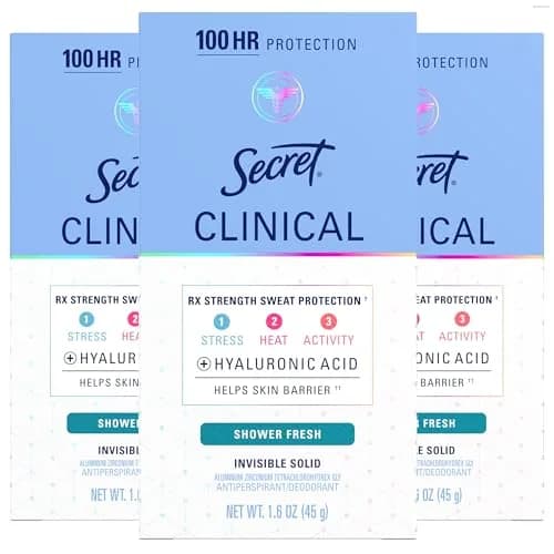 Secret Clinical Strength Antiperspirant Deodorant for Women, Invisible Solid, Shower Fresh Scent, 1.6 oz (Pack of 3) | 100HR Sweat & Odor Protection thumbnail 1