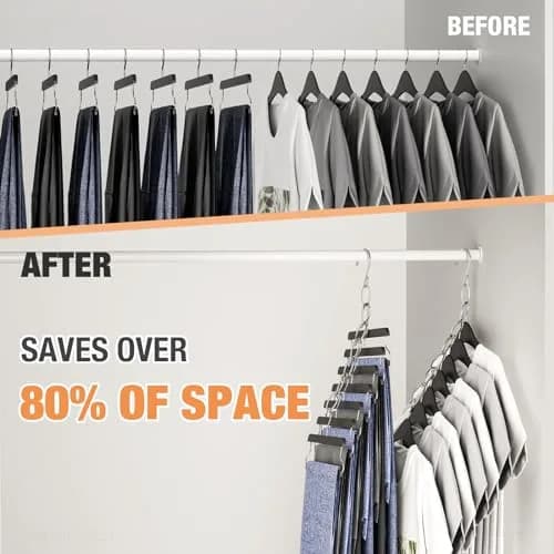 NiHome Space Saving Hangers 10-Pack | Metal Closet Organizer with Safety Cap, Space Saving & Durable thumbnail 2