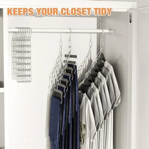 NiHome Space Saving Hangers 10-Pack | Metal Closet Organizer with Safety Cap, Space Saving & Durable thumbnail 4