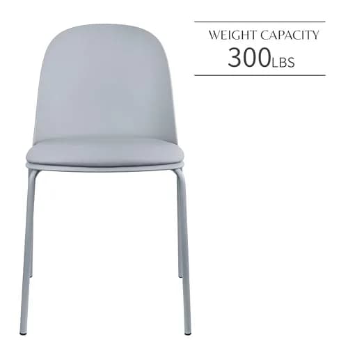 2xhome Modern Stackable Armless Dining Chairs | Plastic Shell Seat with PU Leather Cushion, Gray thumbnail 4