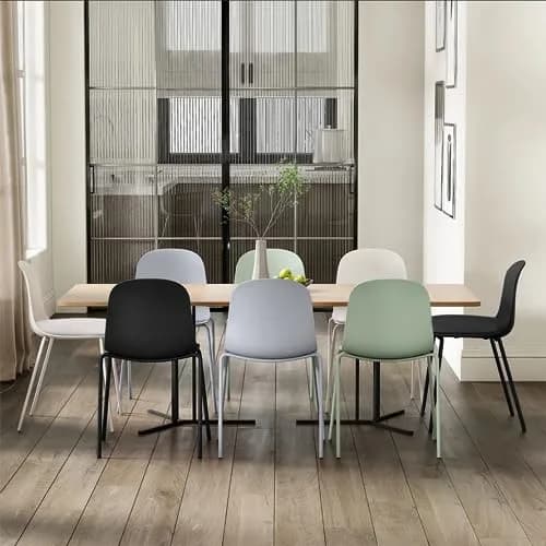 2xhome Modern Stackable Armless Dining Chairs | Plastic Shell Seat with PU Leather Cushion, Gray thumbnail 6