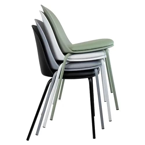 2xhome Modern Stackable Armless Dining Chairs | Plastic Shell Seat with PU Leather Cushion, Gray thumbnail 3