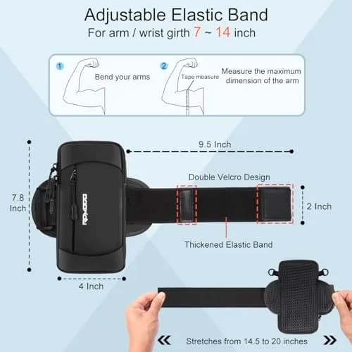 RDMODO Running Armband Phone Holder with Crossbody Strap, 19cm (7.5 Inch) Black | Universal Fit for Most Phones thumbnail 5