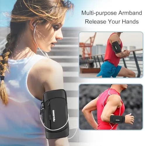 RDMODO Universal Cell Phone Armband for Running, Fits Phones Up to 7.5" (Black) | Large Capacity Water Resistant Pouch thumbnail 6