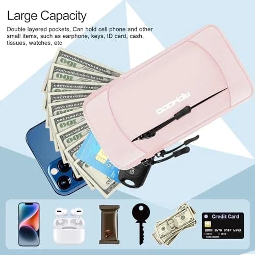 RDMODO Arm Phone Holder & Crossbody Bag 2-in-1 Pink 19cm (7.5 Inch) | Universal Running Pouch for Phones up to 7.5 Inches thumbnail 4