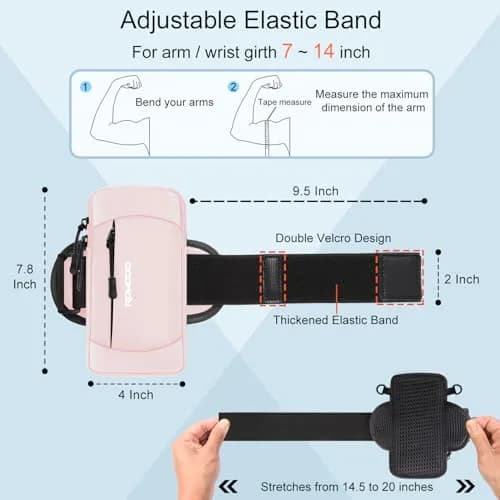 RDMODO Arm Phone Holder & Crossbody Bag 2-in-1 Pink 19cm (7.5 Inch) | Universal Running Pouch for Phones up to 7.5 Inches thumbnail 5