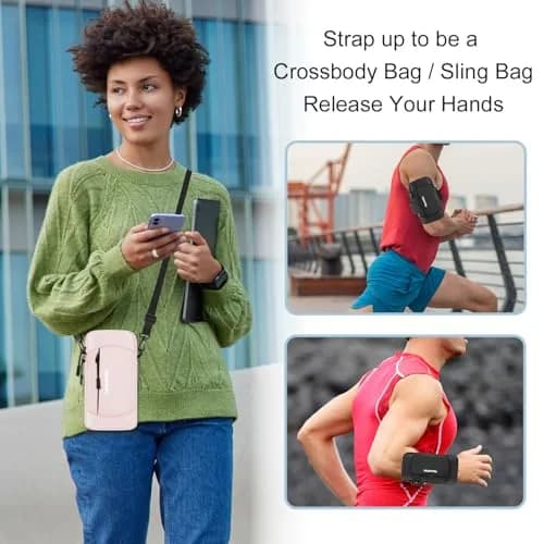 RDMODO Arm Phone Holder & Crossbody Bag 2-in-1 Pink 19cm (7.5 Inch) | Universal Running Pouch for Phones up to 7.5 Inches thumbnail 6